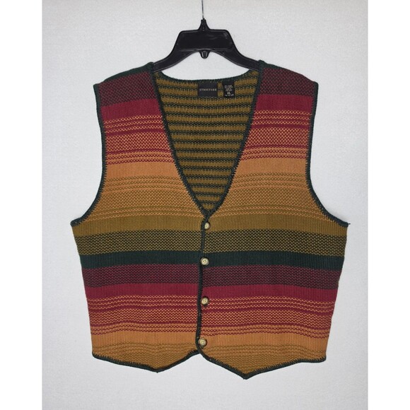 Structure Other - Vintage Structure Sweater Vest 90s Southwestern Aztec Cowboy Stripe Mens XL